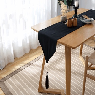 0.33*1.2/1.6/2.4m table runner pure white & black chinese japanese nordic style table cloth table decoration tea mat
