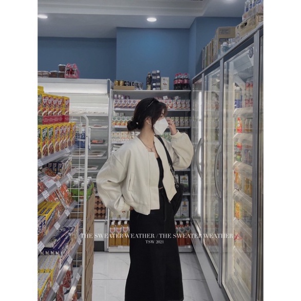 Áo khoác bomber DÁNG LỬNG chất dày form rộng khoá kim loại the.sweaterweather - Hàng nhập khẩu