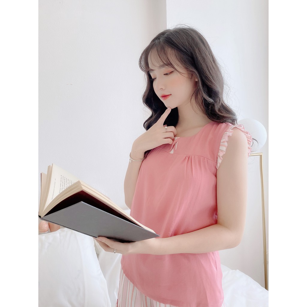 Đồ Bộ Nữ Mặc Nhà Chất Đũi Mềm Mại Thoáng Mát Thấm Hút Mồ Hôi Set Đồ Mặc Nhà Dễ Thương Quần Cộc Áo Cộc Jane D301