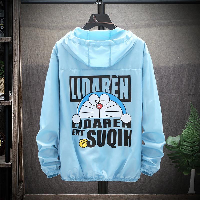 Áo khoác nam bomber hàn quốc Áo Khoác  Áo Khoác Hoodie Chống Nắng Vải Mỏng In Hoạt Hình Doraemon Dễ Thương Cho Nam Sinh