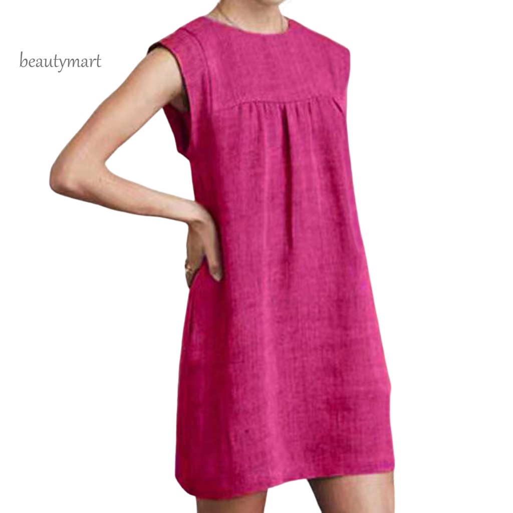 Đầm Ngắn Không Tay Dáng Suông Rộng Thoải Mái Thời Trang Cho Nữ