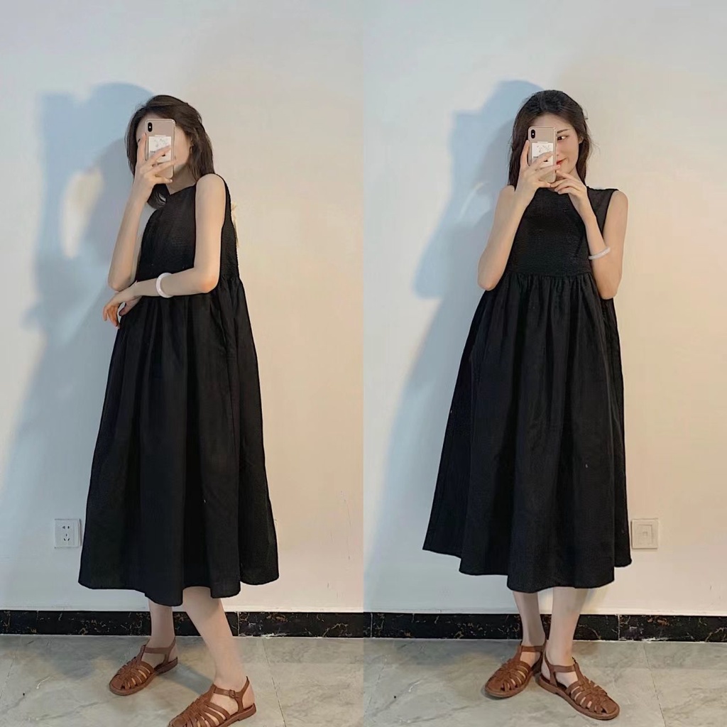 Đầm không tay Màu Đen Phong Cách Hepburn Đơn Giản Thời Trang 2022