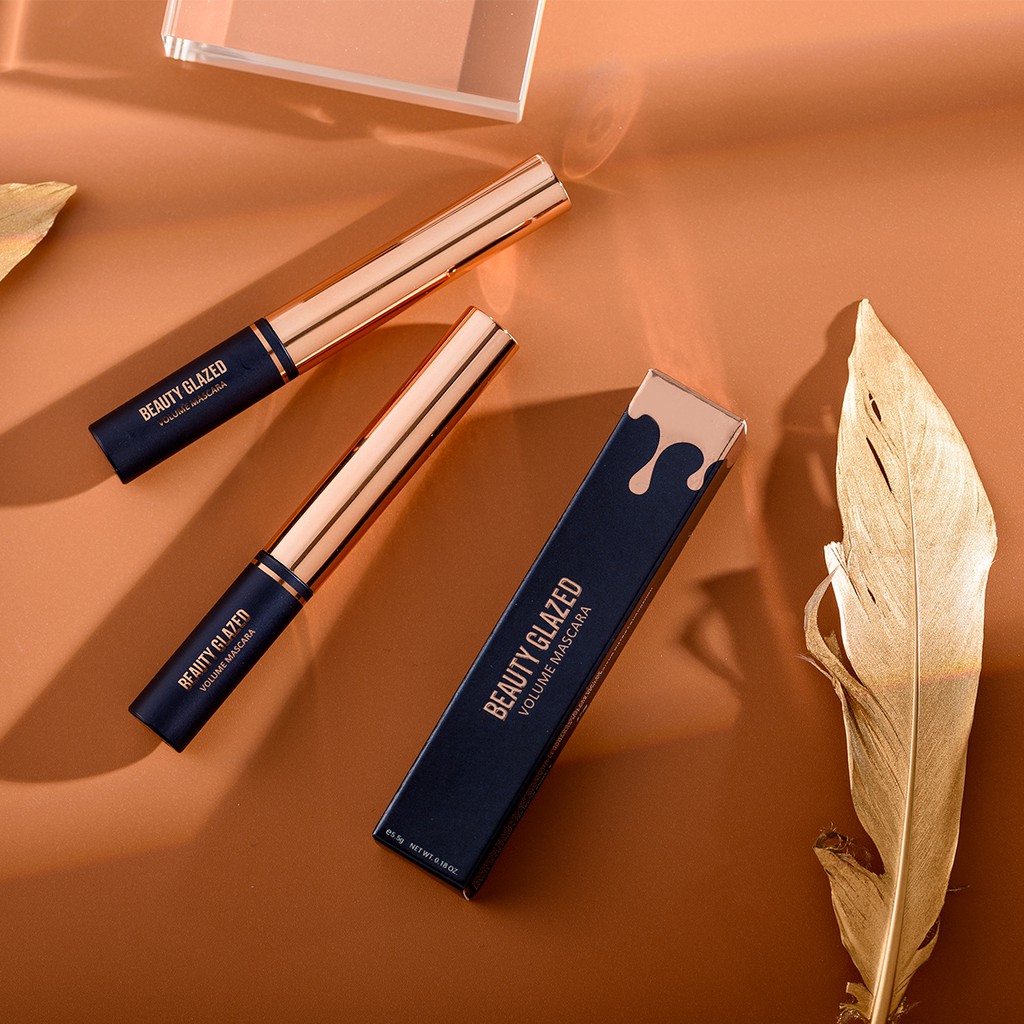 Mascara BEAUTY GLAZED chống thấm nước màu đen + Dụng cụ uốn mi mắt