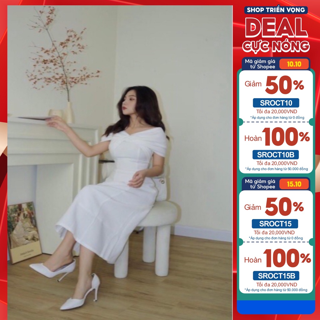 Đầm trễ vai 1306, đầm trễ vai bigsize nữ chất đẹp, sang trọng TBN Bigsize