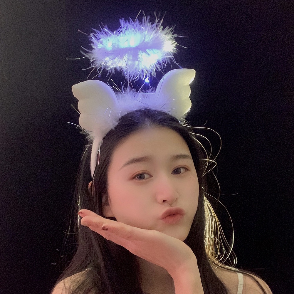 Băng Đô Cài Tóc Hình Cánh Thiên Thần Có Đèn LED