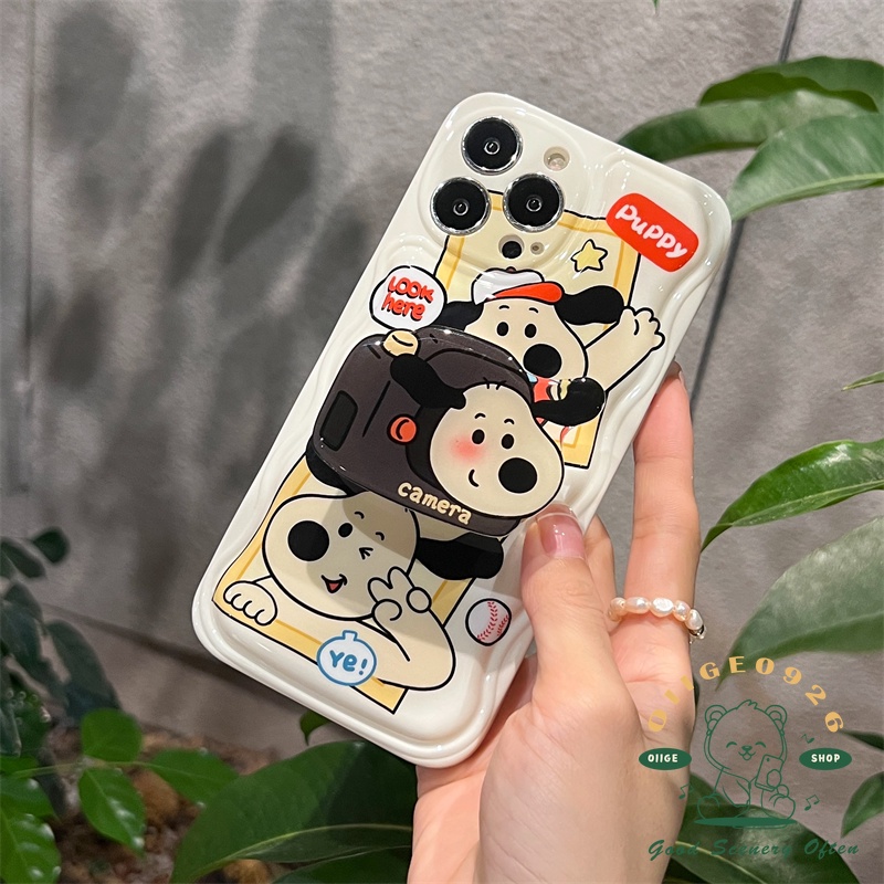 Ốp Điện Thoại IMD Viền Gợn Sóng Hình Chú Cún/Máy Ảnh Cho Iphone 13 12 11 Pro Max Xs Max Xr X