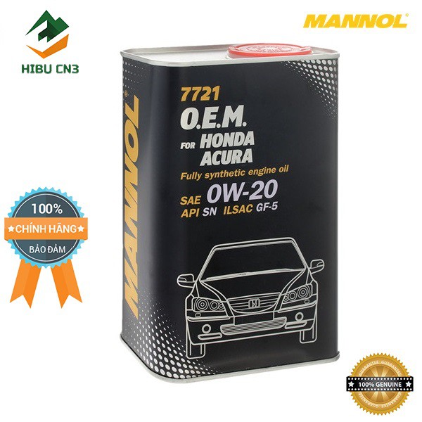 Nhớt MANNOL 7721 O.E.M Cho Xe Honda; Acura 0W-20 SN/CF – 4 Lít, Hàng Đức Chính Hãng- Nhập khẩu từ Đức