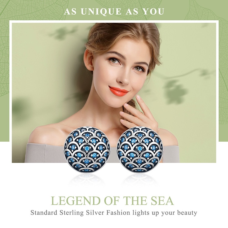 Đôi Bông Tai BAMOER SCE239 100% Bằng Bạc 925 Phong Cách Biển Huyền Thoại Dành Cho Nữ