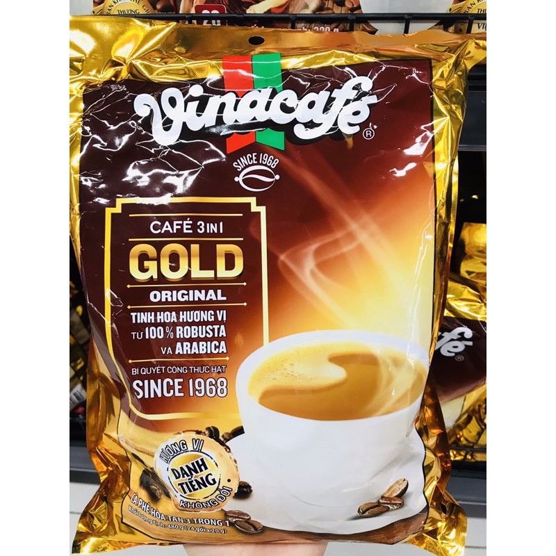 [Mã 66FMCGSALE hoàn 8% đơn 500K] Cà phê Vinacafe 3in1 Gold Original 480g T20 date mới