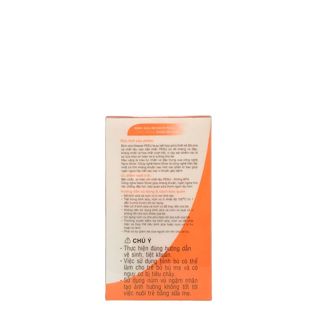 Bình Wesser cổ hẹp Nano Silver PPSU