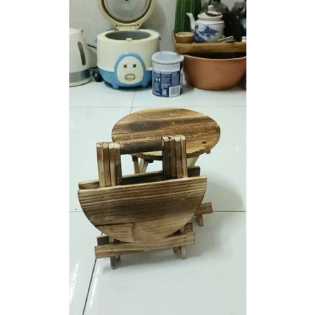 BÀN GỖ XẾP MINI DẠNG MẶT TRÒN | CHẤT LIỆU GỖ THÔNG