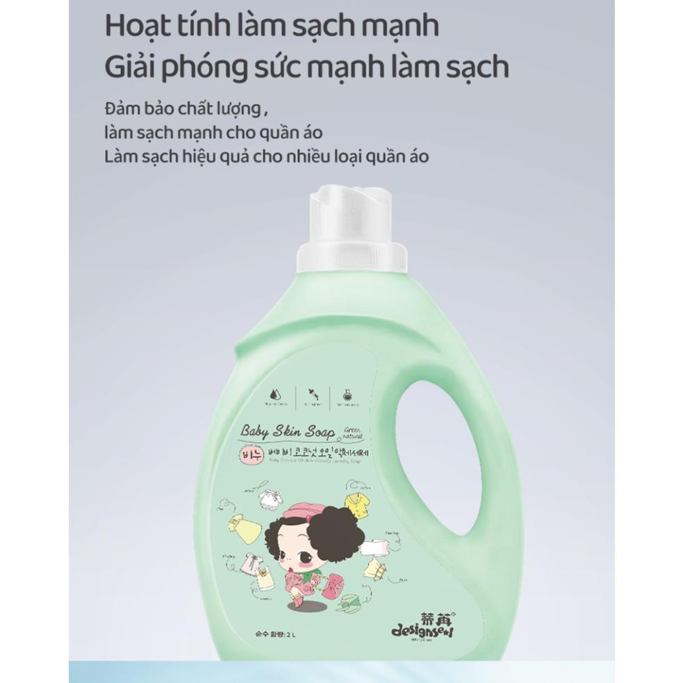 Nước xả giặt xà phòng ddung Hàn Quốc 2 in 1 2000ml, giặt siêu sạch, chuyên dùng cho mẹ và bé.