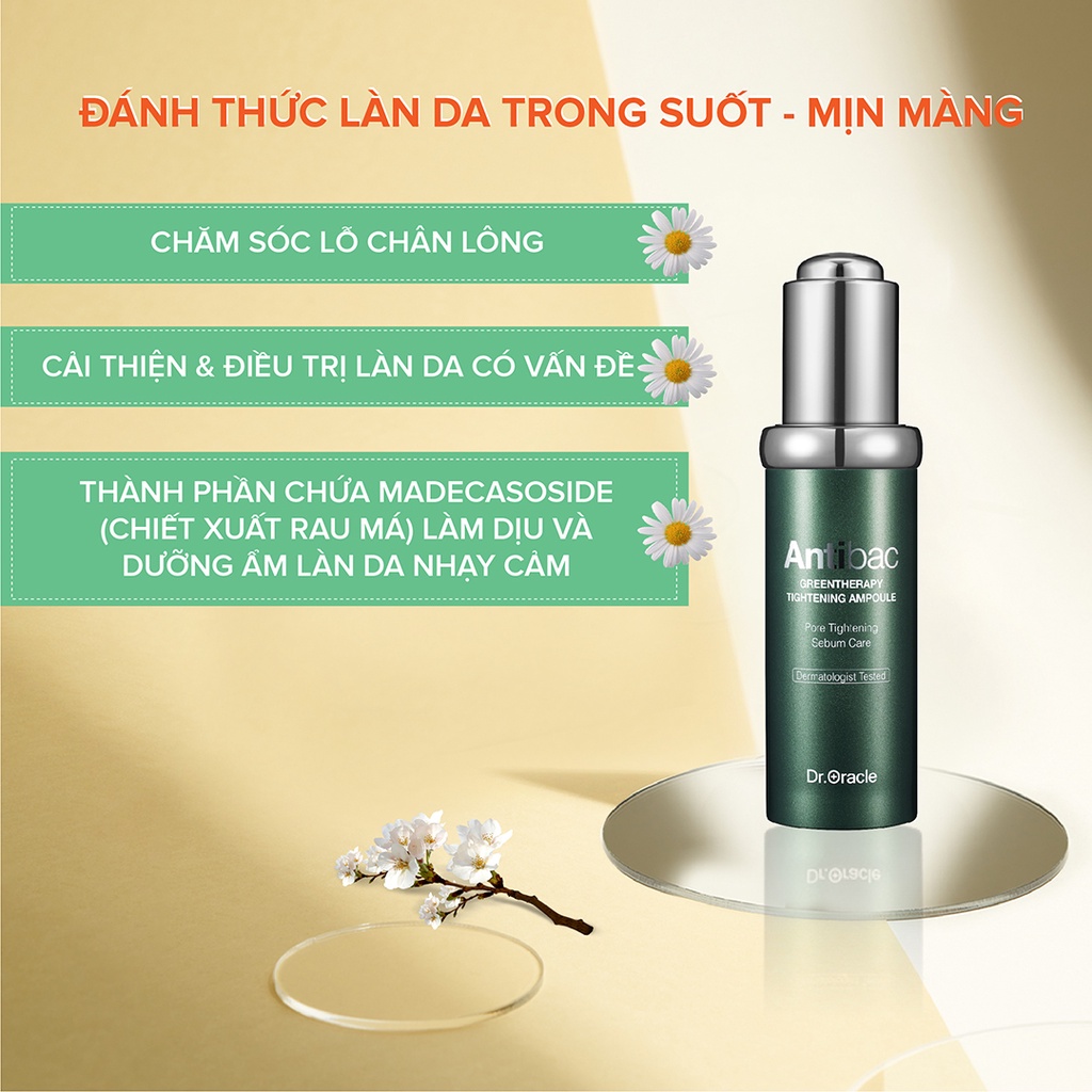 Tinh Chất Rau Má DR.ORACLE Greentherapy Tightening Ampoule 30ml - Hỗ Trợ Cải Thiện Da Mụn Kiềm Dầu & Dưỡng Ẩm Hiệu Quả