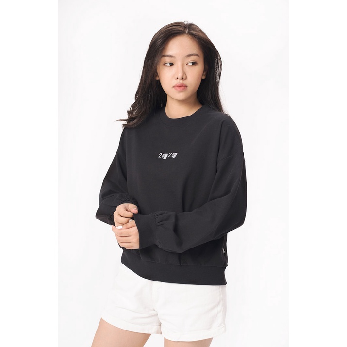 Áo Sweatshirt Nữ BOO Nỉ Không Mũ Dáng Rộng, Tay Phồng Nữ Tính Thêu Logo 2020