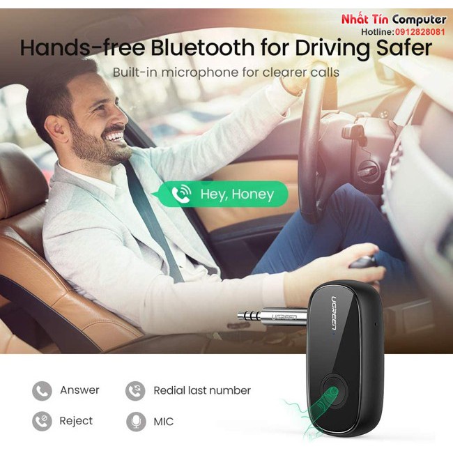 Bộ thu bluetooth 5.0 hỗ trợ APTX sử dụng trên ô tô, loa Ugreen 70304 chính hãng