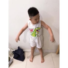 Đồ bộ trẻ em mùa hè Mysu kids - đồ bộ sát nách cho bé trai bé gái màu trắng thun cotton 100% từ 8 đến 60kg