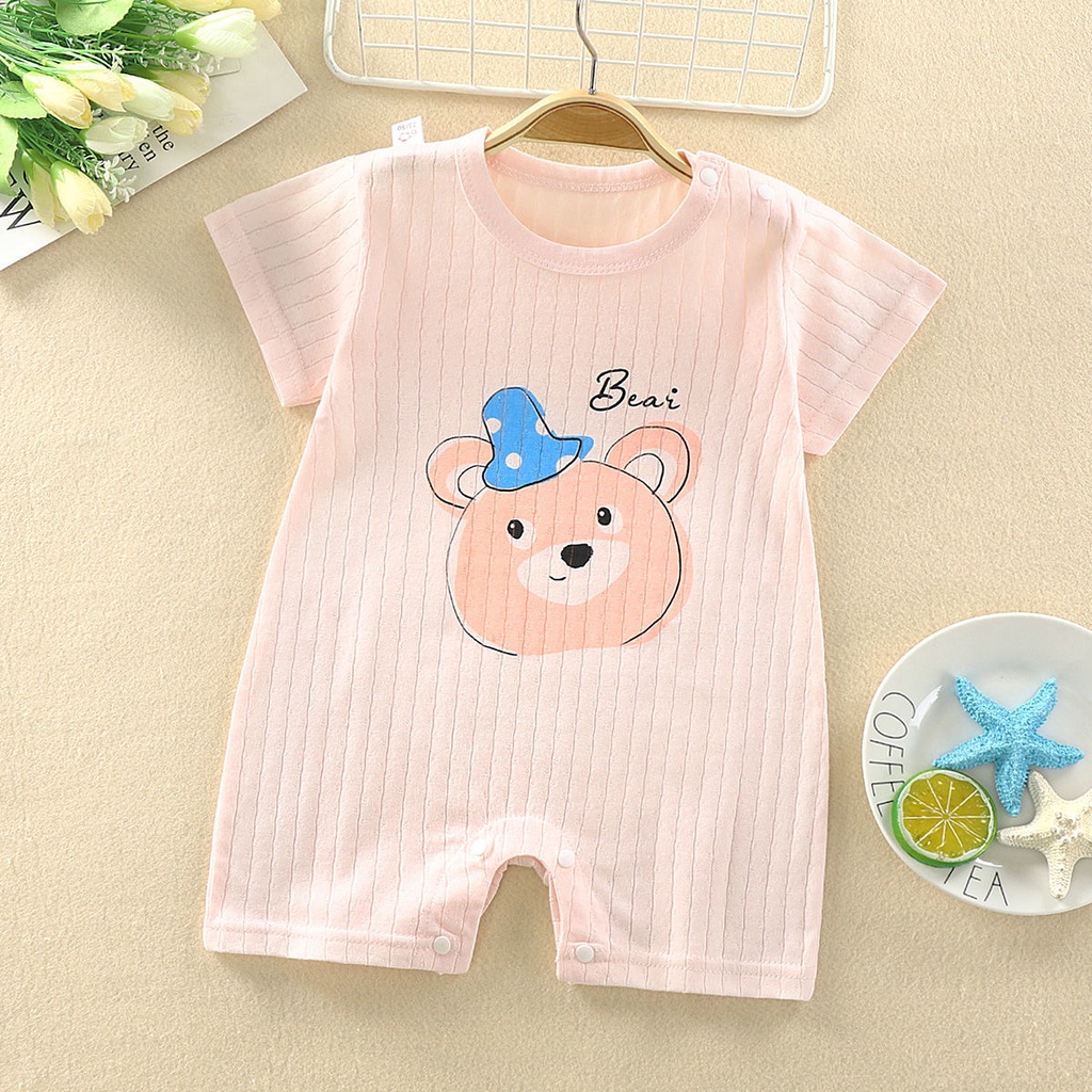 Bộ áo liền quần tay ngắn in hoạt hình dành cho trẻ sơ sinh