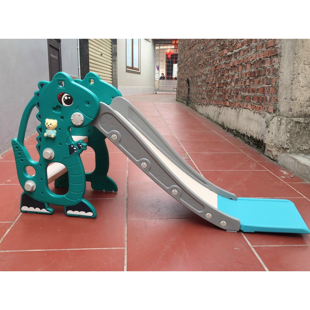 [ size lớn] CẦU TRƯỢT CHO BÉ MẪU KHỦNG LONG, tặng bóng, rổ, và gấu phát nhạc, BẢO HÀNH 12 THÁNG