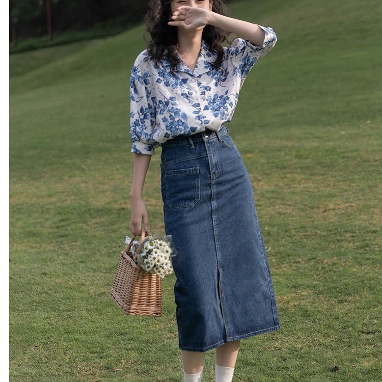 COZOK Áo Sơ Mi Ngắn Tay In Họa Tiết Thời Trang Retro Hồng Kông Dễ Phối Đồ