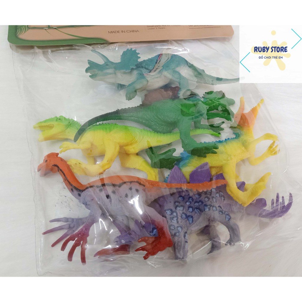 TÚI 6 MÔ HÌNH KHỦNG LONG KIỂU KHÁC NHAU, NHIỀU MÀU