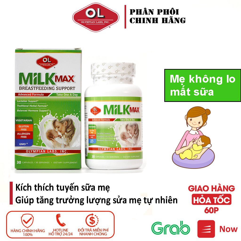 Viên Uống Lợi Sữa Olympian Lab Milk Max Breastfeeding Support - Giúp Mẹ Duy Trì Và Tăng Cường Chất Lượng Sữa Lọ 30 Viên