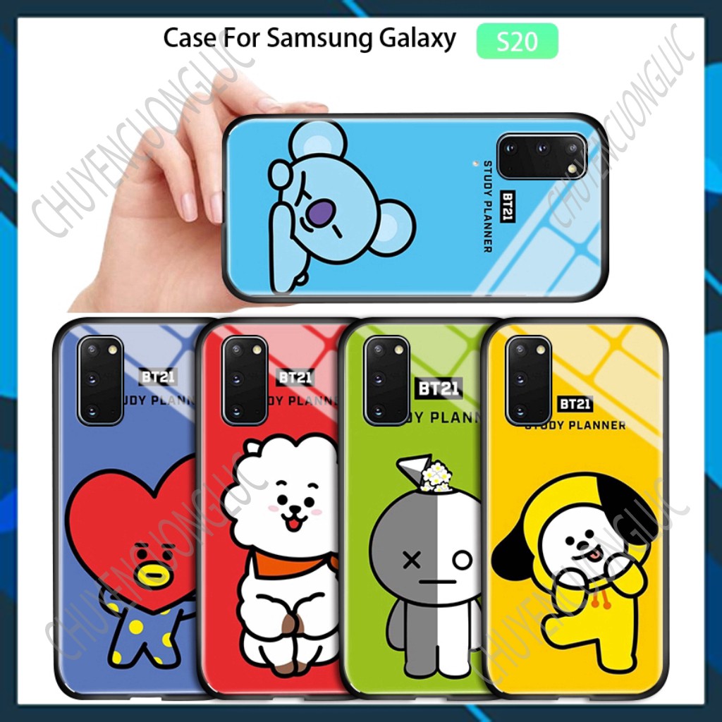 [SALE] Ốp điện thoại mặt kính cường lực hình TATA SHOOKY RJ SUGA COOKY cho SAMSUNG GALAXY S20 PLUS S20 ULTRA