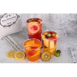 50 cốc nhựa chữ U đáy bầu đựng tàu hũ 360ml kèm nắp phẳng