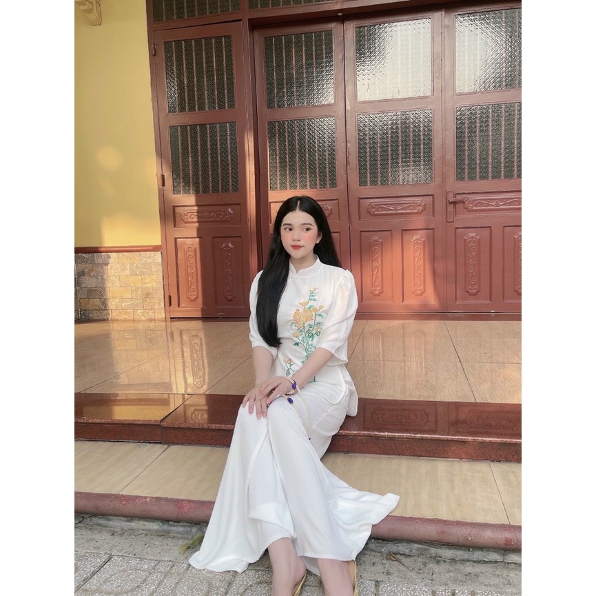 Đồ Lam Đi Chùa # Mẫu lụa sẫm cúc ngọc # Quần Áo Nữ