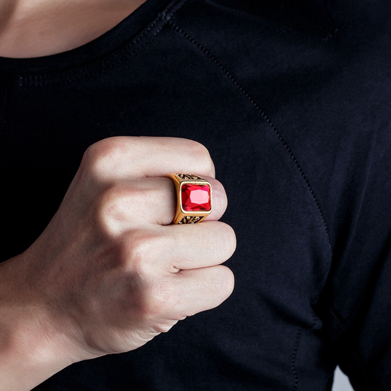 Nhẫn Hình Lá Phong Đính Đá Zircon Thời Trang Cho Nam