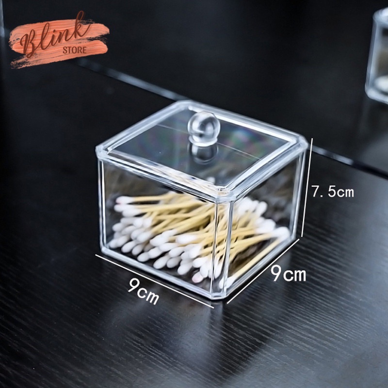 Hộp đựng bông tẩy trang bông tăm  có nắp chất liệu mica trong suốt tiện lợi, vệ sinh