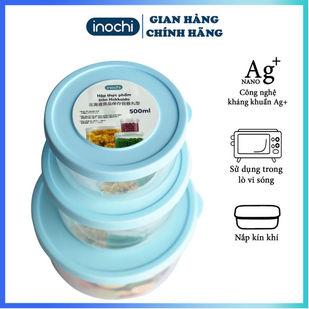 Hộp Nhựa Đựng Thực Phẩm Thức Ăn Hokkaido Tròn INOCHI Nhựa Cao Cấp Trong Suốt Bền Kín Chịu Nhiệt Cao BOHTPPTN