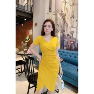 Đầm body cổ chéo lệch tà