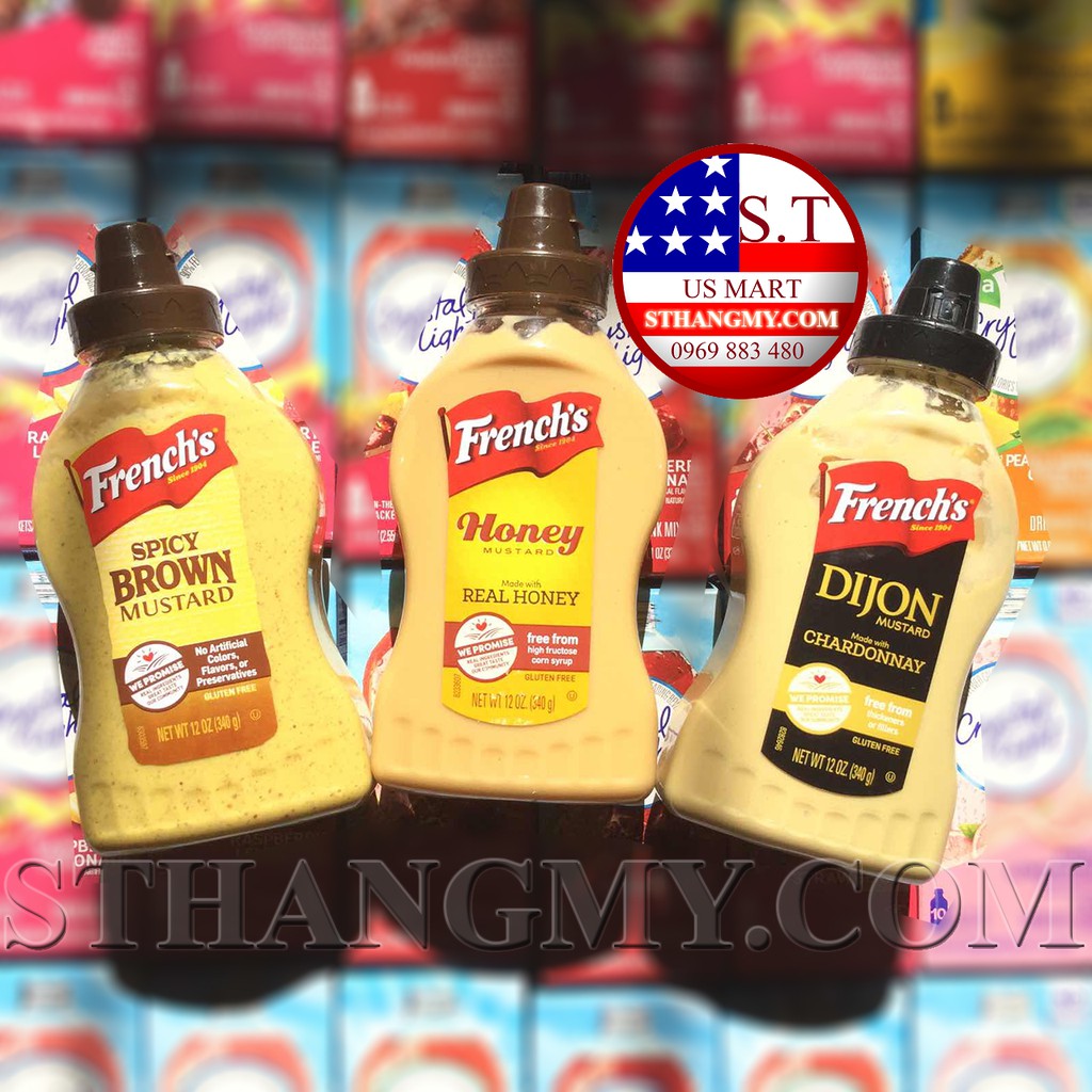 (Mẫu mới) Sốt ăn kiêng Mỹ French's Honey mustard size 12 oz (340g) cho người tập gym, keto, das, low-carb