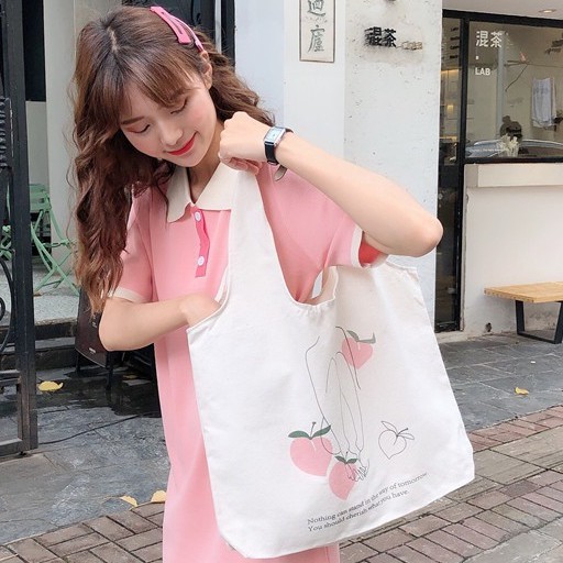 Túi tote vải canvas ulzzang unisex in hình hoa quả [ giadungphuongnguyen ]