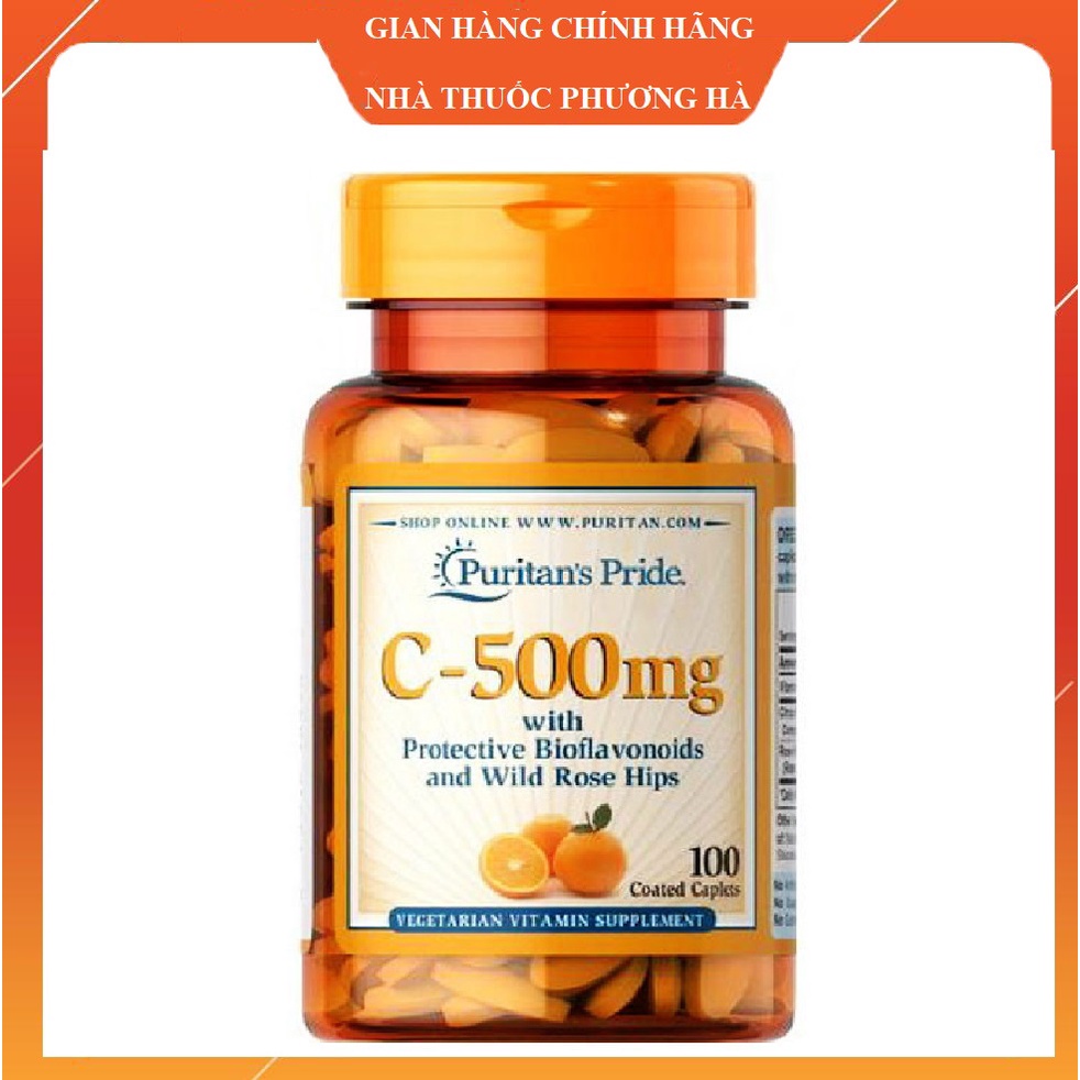 Viên uống bổ sung vitamin C của Puritan's Pride lọ 100 viên .Vitamin C 500mg giúp tăng đề kháng cho cơ thể