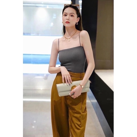 Áo 2 dây__Áo bra ống dài qua rốn có đệm mút ngực,  chất thun tăm dày dặn - co giãn tốt - mặc thoải mái