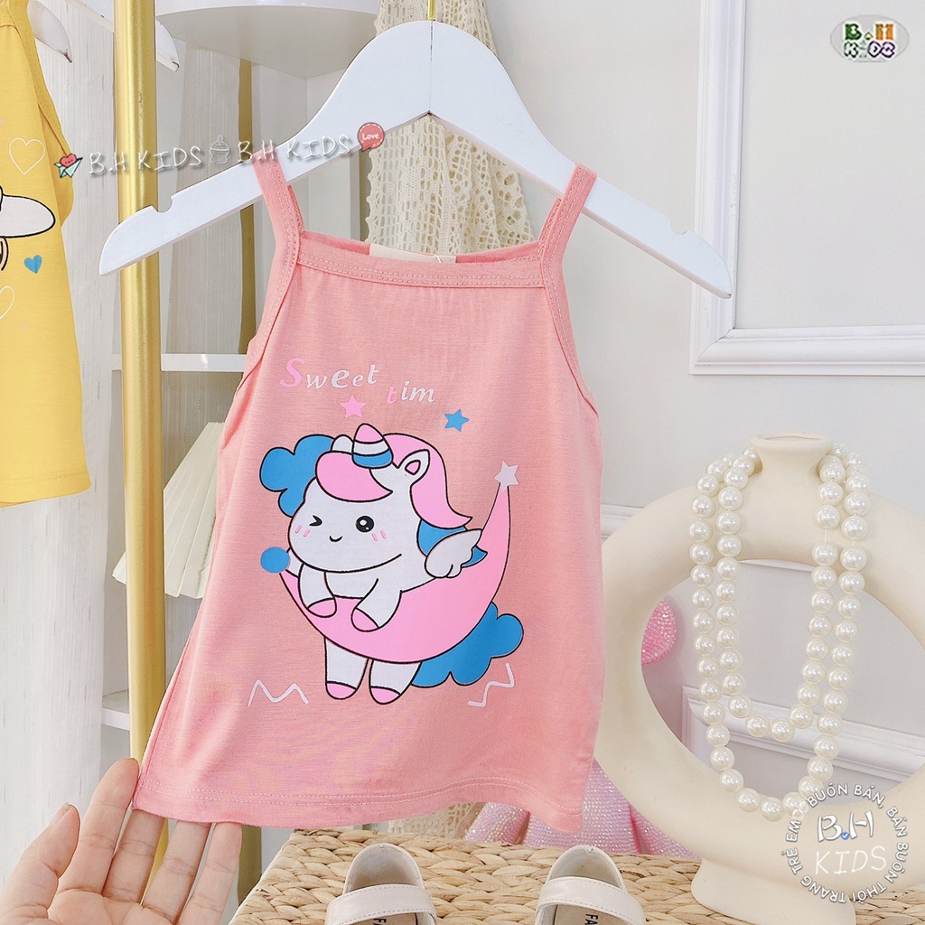 Áo 2 dây thun lạnh cho bé gái Minky mom Kwoo Binhphuong.Store M56 Đồ cotton hai dây bé gái từ 1 2 3 4 tuổi