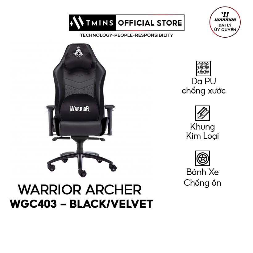 [Mã BMBAU300 giảm 10% đơn 499K] Ghế WARRIOR GAMING CHAIR Archer Series WGC403 Black/Velvet