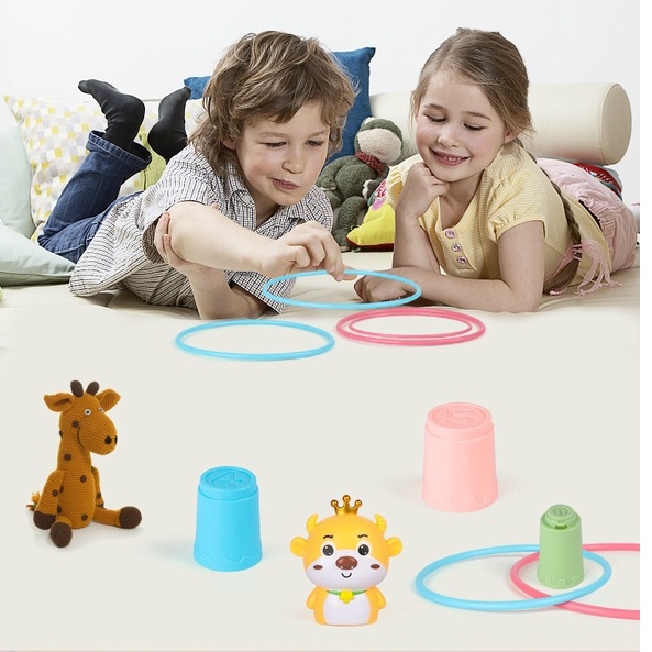 Bộ 2 Món Xếp Tháp Và Thả  bóng lăn cho bé ,thả bóng xoay tròn đồ chơi bóng rổ