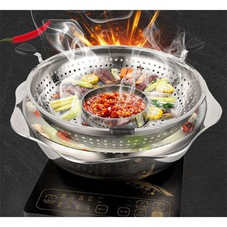 Nồi lẩu xoay inox 2 trong 1 cao cấp