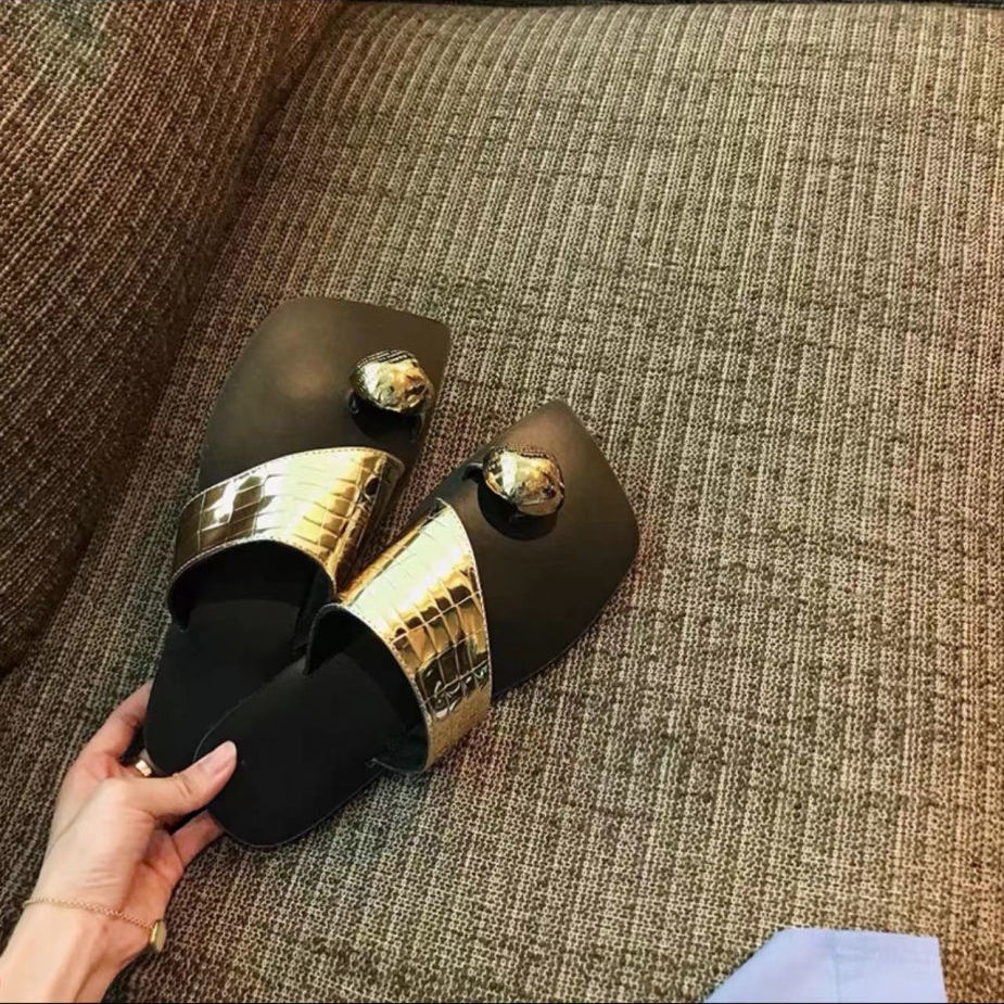 Dép Xỏ Ngón Đế Bằng Mũi Vuông Thời Trang Cho Nữ