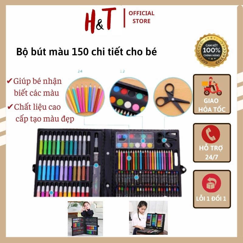 Bộ Bút Màu 150 Chi Tiết Loại To, Màu Đẹp, Sắc Nét, Thân Thiện Với Môi Trường