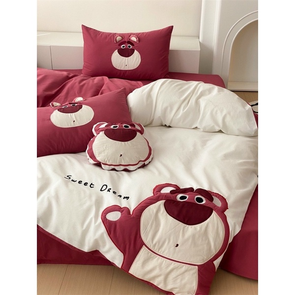 Set Chăn Ga Cotton Linen IGUN BEDDING Hoạt Hình Tặng Kèm Gối Bông