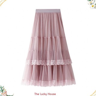Chân váy công chúa ren lưới 2 tầng dễ thương free size VAY127