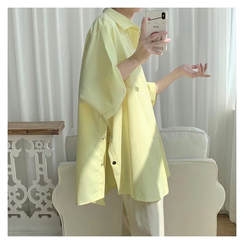 Áo Sơ Mi Tay Ngắn Dáng Rộng Thời Trang Mùa Hè Phong Cách Hàn Quốc Cho Nam 2022