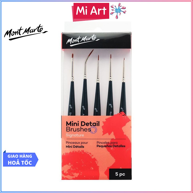 Bộ 5 Cọ Mini Detail Mont Marte - Mini Detail Brushes Signature 5pc - BMHS0033