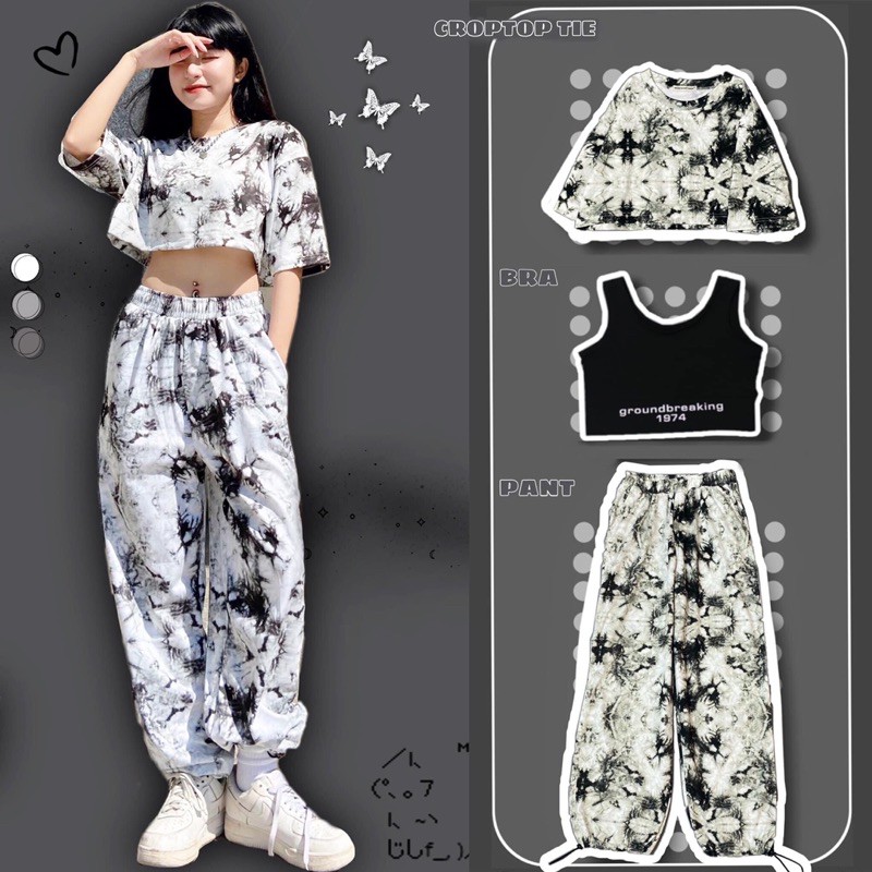 Set Thể Thao Jogger TIE CropTop TIE Ảnh Thật