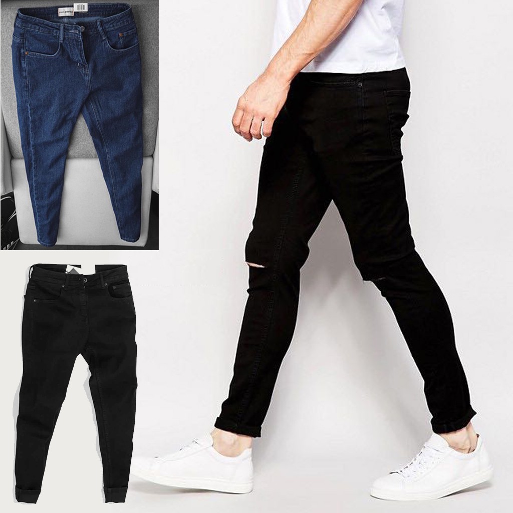 Quần Jeans Nam Màu Đen Trơn & Jean Rách Gối & Jean Xanh Than, Vải Jean Co Dãn Nhẹ, Cực Thoải Mái Khi Mặc | BigBuy360 - bigbuy360.vn