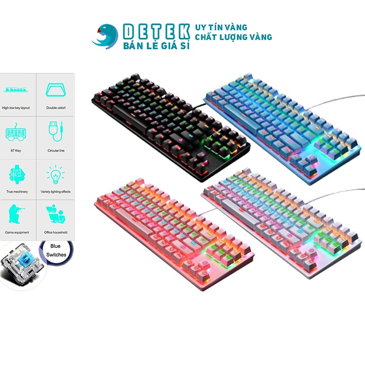 Bàn phím cơ Game thủ LEAVEN K550 87 Phím 10 chế độ LED