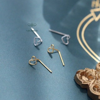 Khuyên tai bạc TLEE tim rỗng dáng cài basic TLEE JEWELRY B0165